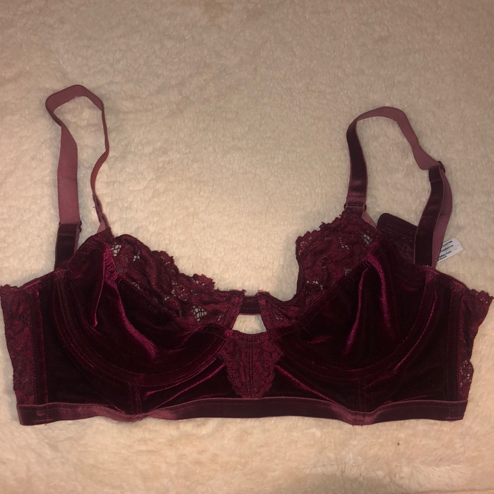 Free People Burgundy Velvet Bralette
